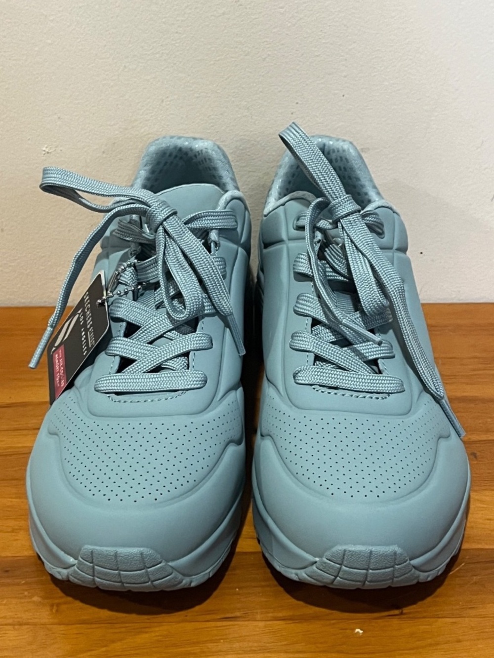 NEW NWT Women's Skechers Lace Up Sneakers Uno Stand On Air Foam Grey Blue 9.5 M - Picture 3 of 14